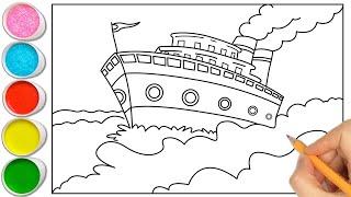 How to Draw a Ship  Step by Step  Easy Drawing for Beginners