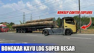bongkar muatan kayu Merbau super besar  bahan bak truk irsyad putra karoseri