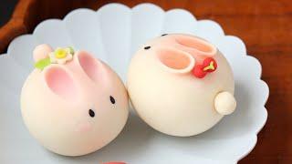 Spring Dessert Rabbit. Japanese Wagashi. Delicious and Cute.