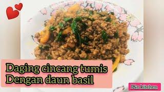 Daging cincang tumis daun basil  Hong Kong Chinese food