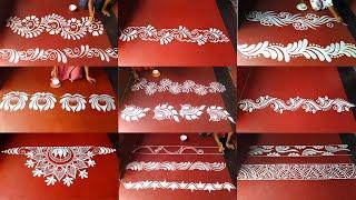 Top 16 borderside alpona designs for laxmi puja  border side rangoli list  door side alpona ideas