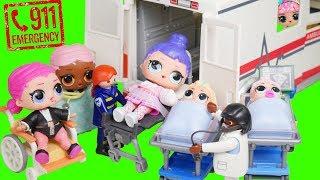 Surprise Doll Gets Hurt + Visits Giant Ambulance Hospital Unbox