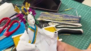 Master Craftsman FRANCIS TAN 紙紮觀音菩薩 GuanYin in white dress with blue satin trimArtisan Series 紙紮品