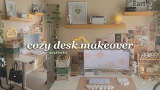 my *dream* desk setup️ cozy desk makeover HUGE amazon haul *pinterest* inspired