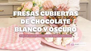 Cómo hacer fresas cubiertas de chocolate blanco y oscuro  Fresas de chocolate decoradas paso a paso