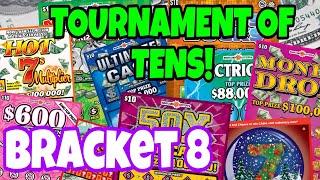 TOURNAMENT OF TENS #8 $100 LOTTERY SCRATCH OFF CHALLENGE #scratchers #scratchoffs #lottery