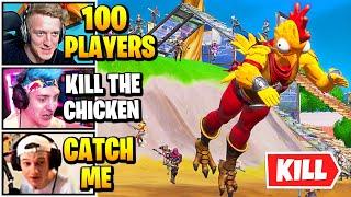 Streamers Play *CATCH THE CHICKEN* With 100 PLAYERS  Fortnite Daily Funny Moments Ep.565