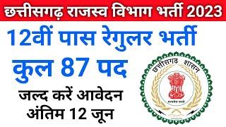 राजस्व विभाग 12वीं पास रेगुलर भर्ती   Cg Vacancy 2023  Cg Govt Job Vacancy 2023  Cg Job