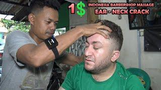 1 Dollar  TRADITIONAL INDONESIAN BARBER MASSAGE + Calming ASMR  Relaxing Head Face Ear Massage