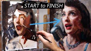 Painting a Female Portrait with Expressive Brushwork - Entire Process