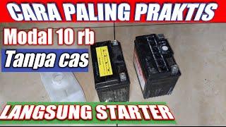 Cara memperbaiki aki kering yang sudah lemah atau soak tanpa cas # aki kering # #cas aki#