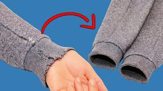 How to fix worn cuffs and sleeves in 5 minutes - a sewing trick