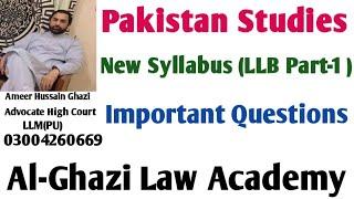 Important Questions of Pakistan Studies LLB Part One