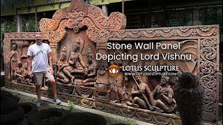 16.5 Massive Stone Vishnu Wall Panel www.lotussculpture.com