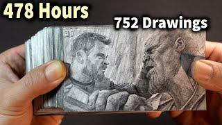 Thor VS Thanos Flipbook  100 DAYS to draw  DP ART DRAWING