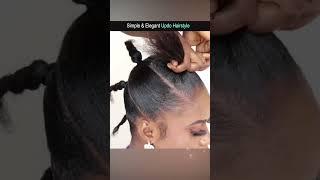 Quick updo hairstyle for black women.