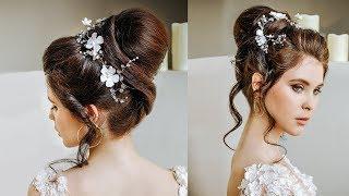 Top Babette wedding bun hairstyle for long hair  Ponytail transformation into the bun tutorial