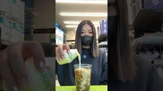 Hazelnut coffee & banana milk ice cup at a Korean convenience store ️