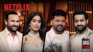 Devara Cast Jr. NTR Janhvi Kapoor & Saif Ali Khan on The Great Indian Kapil Show  Netflix