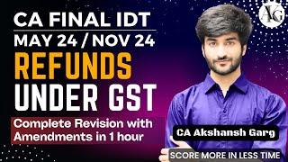Refunds under GST  Complete Revision in 1 hr  CA Final IDT Revision MayNov 24  CA Akshansh Garg