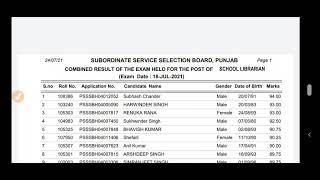 Punjab School Librarian Result Declared