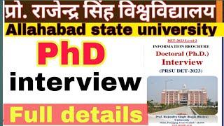 Rajju bhaiya University PhD interview 2023  PhD interview Documents fee full details  prsuphd