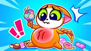 Dont Overeat Baby Cat Learning Video for Kids  Cute Cartoon for Toddlers by Purr-Purr Stories
