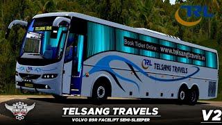 Livery Telsang Travels V2 untuk mod bus semi sleeper Volvo B9R FL untuk bussid  bussid Mod baru  BSI