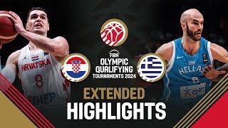 Final Croatia  vs Greece   Extended Highlights  FIBA OQT 2024 Greece