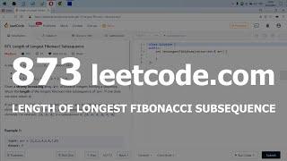 Разбор задачи 873 leetcode.com Length of Longest Fibonacci Subsequence