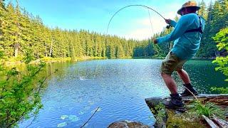 GIANT Trout Fishing in TINY MOUNTAIN LAKE Catch & Cook
