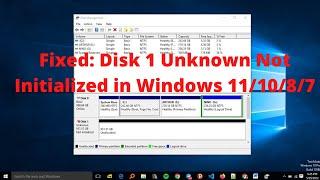 Fixed Disk 1 Unknown Not Initialized in Windows 111087