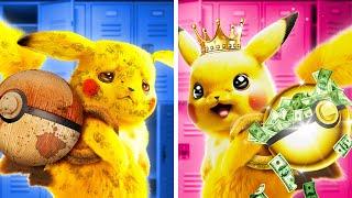 RICH VS POOR POKEMON  Pikachu Saves Sonic in Real Life Awesome Hacks and Crafts by 123 GO