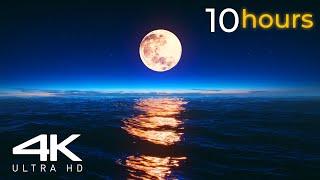 Moon Set Over The Ocean Screensaver Live Wallpaper - 10 Hours 4K Ultra HD