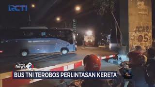 Detik-Detik Bus TNI AL Terobos Palang Pintu KA Nyaris Dihantam Kereta