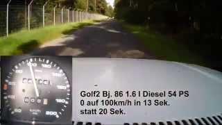 Golf 2 Bj.86 54PS 16L Diesel in 13 Sek. auf 100Kmh