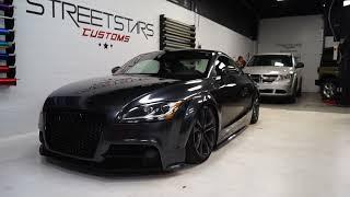 SLAMMED AUDI TT WRAPPED IN GLOSSY METALLIC COAL ASH BY VINYL FROG