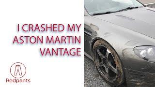 I crashed my grey Aston Martin V8 Vantage