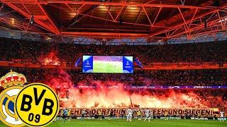 BVB-Fans Pyro gegen real madrid im Wembley   Borussia Dortmund vs Real Madrid 1.6.2024 UCL Final