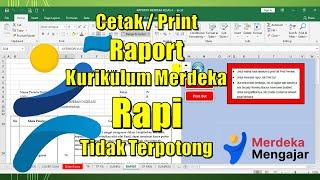 Tips Print Raport Kurikulum Merdeka Excel  Rapi Tidak Terpotong