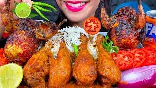 ASMR SPICY CHICKEN CURRY TANDOORI QUAIL CHILI ONION RICE MUKBANG MASSIVE Eating Sounds