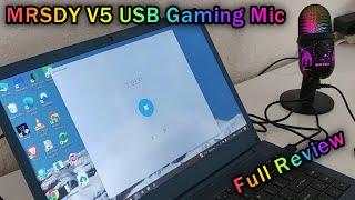 MRSDY V5 USB Microphone Gaming Mic for PC Mac PS45 RGB Mute Monitor Noise Reduction REVIEW