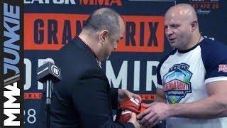 Fedor Emelianenko presents Scott Coker with full fight kit after Bellator 198