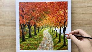 Daily Art #014   Acrylic  Autumn Sunlight Painting