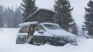 Car Camping CAUGHT IN A SNOW BLIZZARD  Austrian Alps 1800m above sea Winter Van Life ASMR 