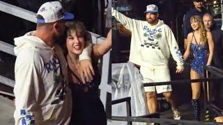 TRAVIS KELCE KISSING TAYLOR SWIFT WHILE LEAVING ERAS TOUR