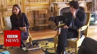 Macrons dog interrupts meeting - BBC News