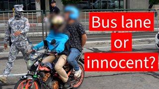 Was this rider inside the exclusive bus lane?