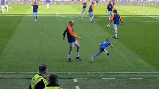 Gazza in rare form at the Rangers Legends game