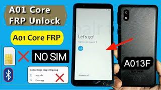 SAMSUNG Galaxy A01 Core FRP Bypass 2023 Without PC Without Sim Card  A013FG Frp Google Account